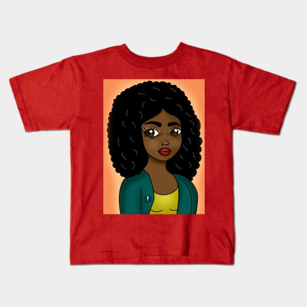 cute melanin babe Kids T-Shirt by Spinkly Creations 